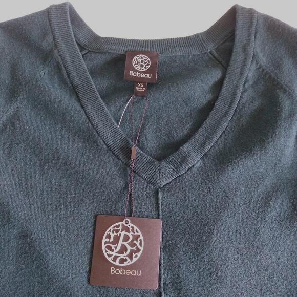 New Bobeau Womens XS V-Neck Sweater Long Sleeve Blue Green Preppy Classic Soft - Picture 5 of 12
